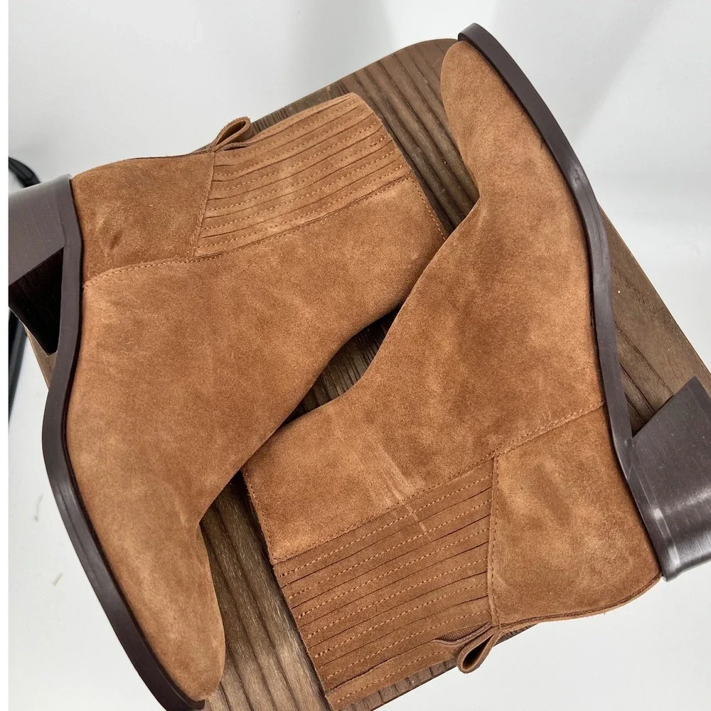 Dolce Vita Linny H2O Waterproof Suede Ankle Boots‎ Caramel Brown Size 8